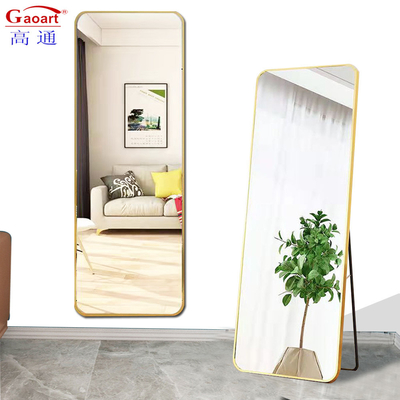 Contemporary Large Gold Round Mirror for Wall Decor Full Length Stand Floor Mirror