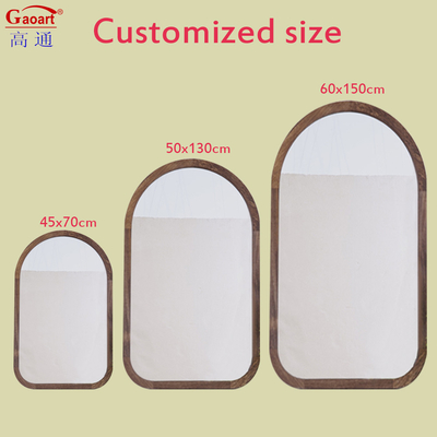 Modern Arch Full Length Antique Sticker With Wood Frame Mirror for Bathroom Decor