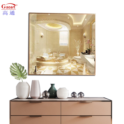 Stylish Bathroom Decoration Fashion Frame Metal Wall Mirror with Large Gold Frame