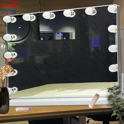 LED Light Bulb Vanity Mirror in Hollywood Black Chorome Design for Fashionable Look