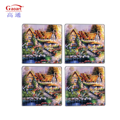 Square Tempered Glass Bread Float Cutting Board with Smooth Surface and Wine Glass Coaster