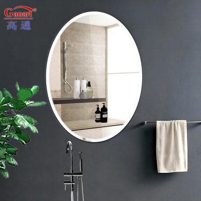 Hotel Bathroom Home Decor Bevel Beveled Glass Sticker Mirror with Silver Shaving Metal