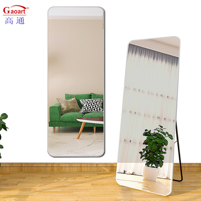 Living Room Antique Silver Large Nordic Arch Floor Mirror with LED Lights