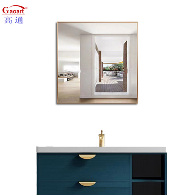 Rectangular Black Hairdresser Mirror for Large Bathroom Wall Decor in Gold Frame