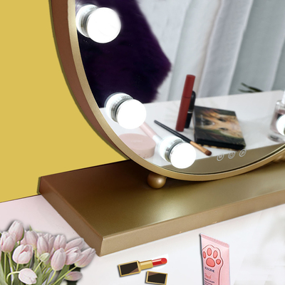 Home Decor Vanity Hollywood Mirror with LED Lights Custom Round Oval Design in Chrome