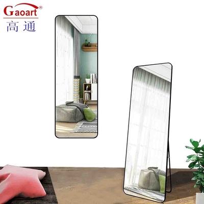 Living Room Wall Mirror with Stand Full Length Large Size Glass Mirror in Antique Gold