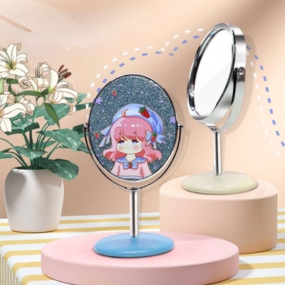 Customized Plastic and Glass Mirror Mini Portable Vanity Circle Dressing House Decor