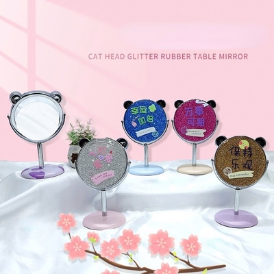 Customized Plastic and Glass Mirror Mini Portable Vanity Circle Dressing House Decor