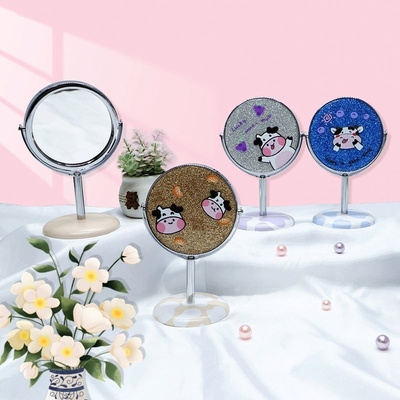 Customized Plastic and Glass Mirror Mini Portable Vanity Circle Dressing House Decor