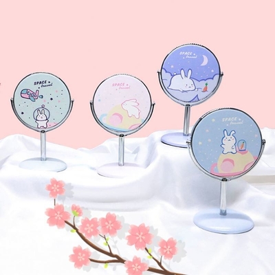 Customized Plastic and Glass Mirror Mini Portable Vanity Circle Dressing House Decor