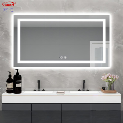 Large LED Lighted Bathroom Mirror Custom Intelligent Makeup Wall Decor with Touch Switch
