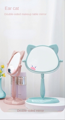 Fashionable Design Plastic and Glass Mirror Standing Desktop Makeup Mirror for Travel