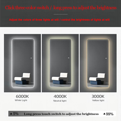 Large Illuminated Glass Mirror for Custom Makeup and Bedroom Decoration in Best Wall