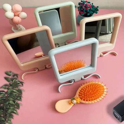 Lady Dressing Heart Shaped Pocket Adjustable Makeup Compact Mini Mirror with Qualit