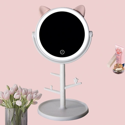 Girl Portable LED Light Mirror Vanity Cosmetic Table Custom Little Makeup Extra LOGO