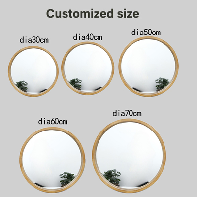 Wood Frame Glass Mirror Rustic Arch Bathroom Round Sticker With Modern Stylish Style