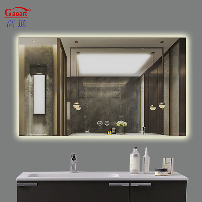 Design Smart Bathroom Glass Mirror with Backlit Makeup Light and Waterproof Hanging Wall