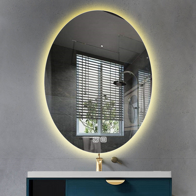 LED Light Touch Beveled Round Light Smart Salon Vanity Makeup Bathroom Wall Mirror
