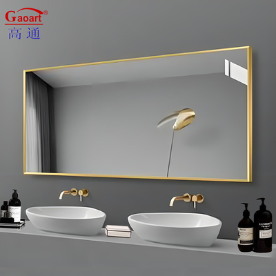 Popular Design Gold Silver Framed Wall Vanity Small Metal Sticker Bathroom Frame Mirror