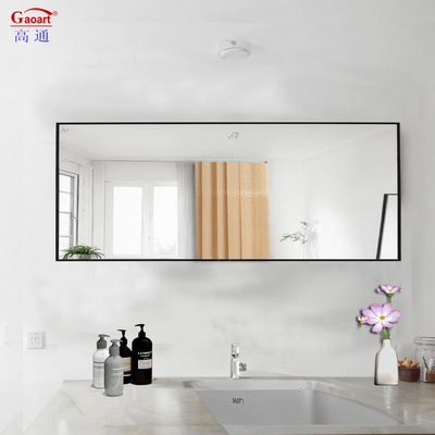 Framed Black Iron Glass Gold Bathroom Wall Art Sticker Frame Mirror for Home Wineshop