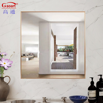 Art Deco Design Style Glass Mirror for Large Golden Metal Wall Bathroom Frame Decor