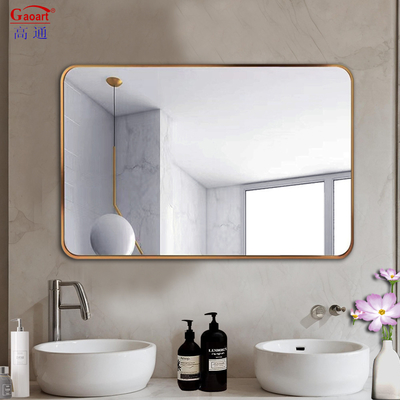 Home Wineshop Bathroom Wall Mirror with Modern Black Frame and Hanging Glass Sticker