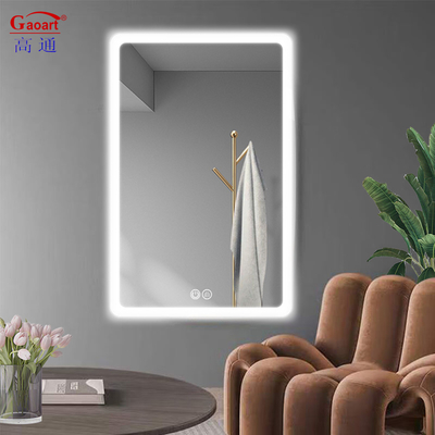 Rectangle Illuminated Bathroom Vanity Mirror With Screen Touch Switch And Waterproof LED Strip
