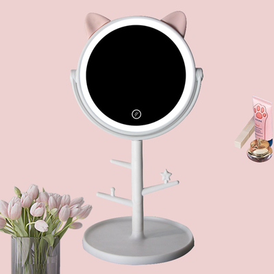 6 Inches Simple Makeup Mirror with Adjustable Angle and Convenient Built in Tray