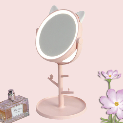 6 Inches Simple Makeup Mirror with Adjustable Angle and Convenient Built in Tray
