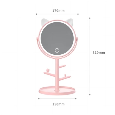 6 Inches Simple Makeup Mirror with Adjustable Angle and Convenient Built in Tray