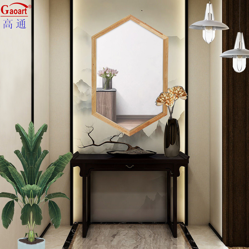 Contemporary Design Style Wood Framed Antique Arch Wall Decor Mirror for Living Room