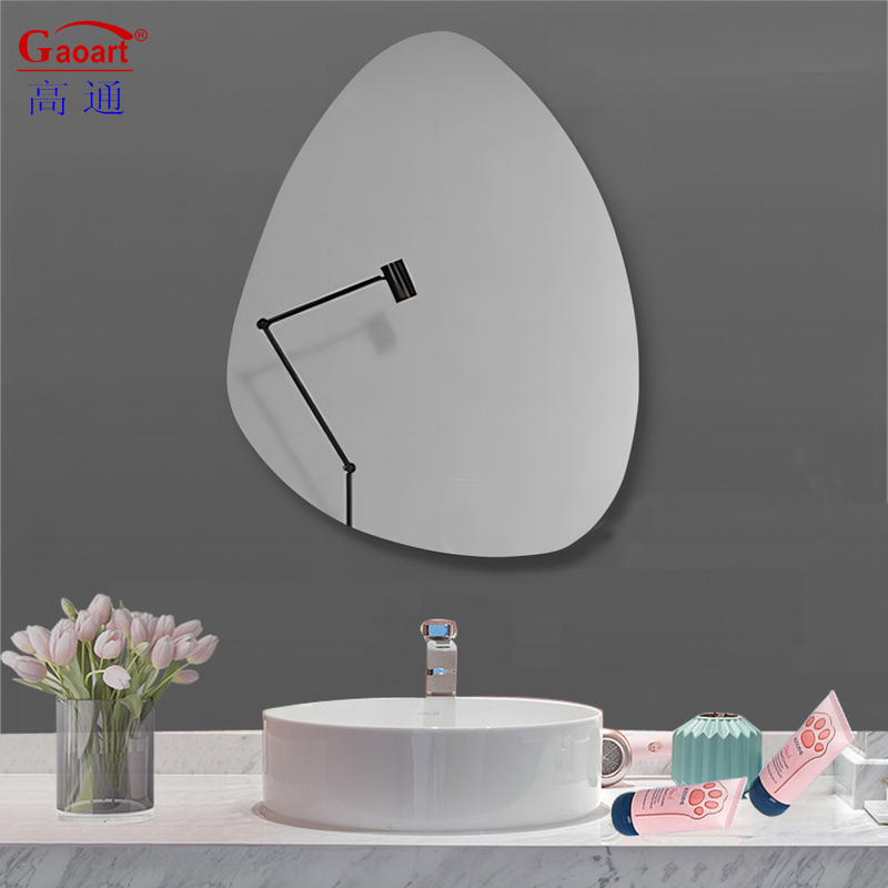 Modern Design Home Decor Wall Magic Unbreakable Glass Bath Mirror with Gold Accent
