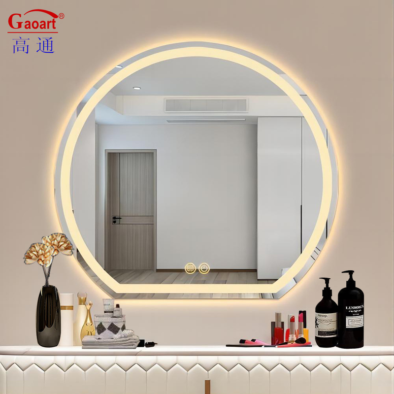Semi Circle Wall Bevelled Backlit Smart Bath Salon Makeup Sticker Mirror for Everyday