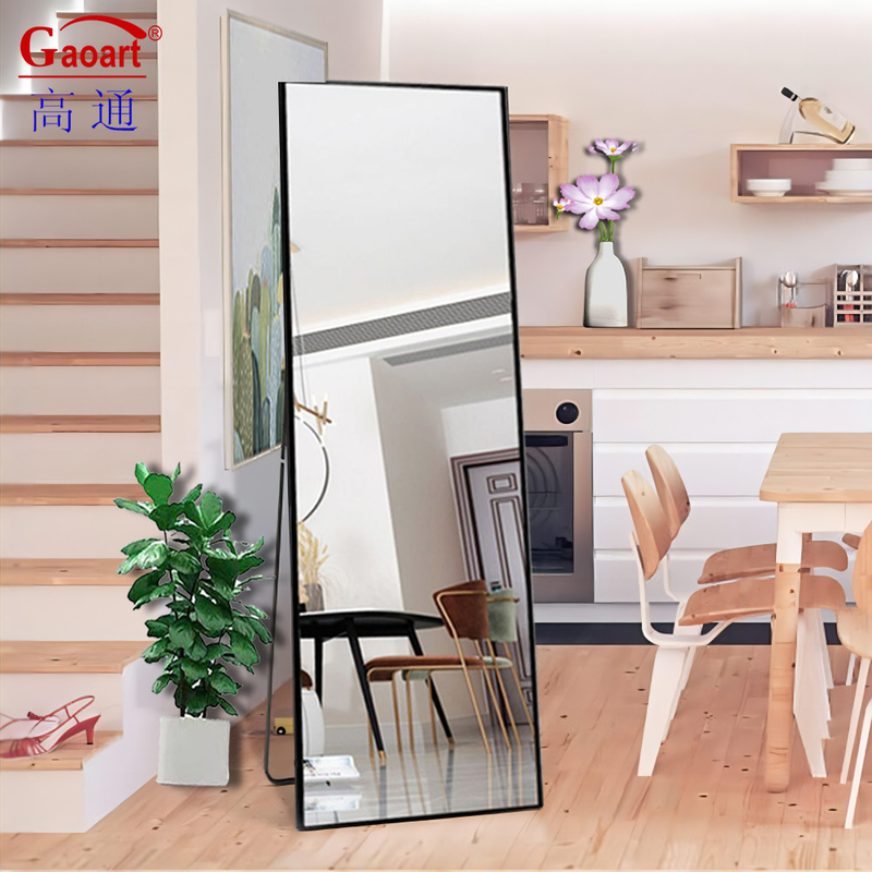 Customized Size Large Standing Arch Up Gold Led House Decor With Stand Mirror For Living Room