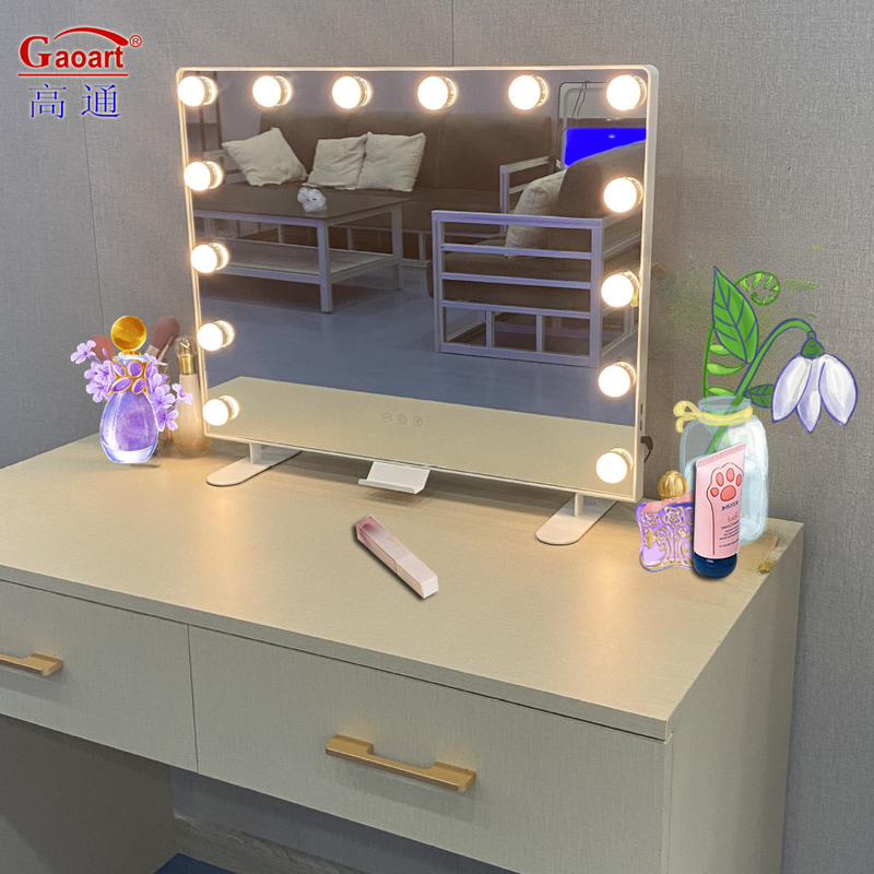 Full Wall Cosmetic Mirror Fashionable Design and Metal Frame for Big Makeup Needs