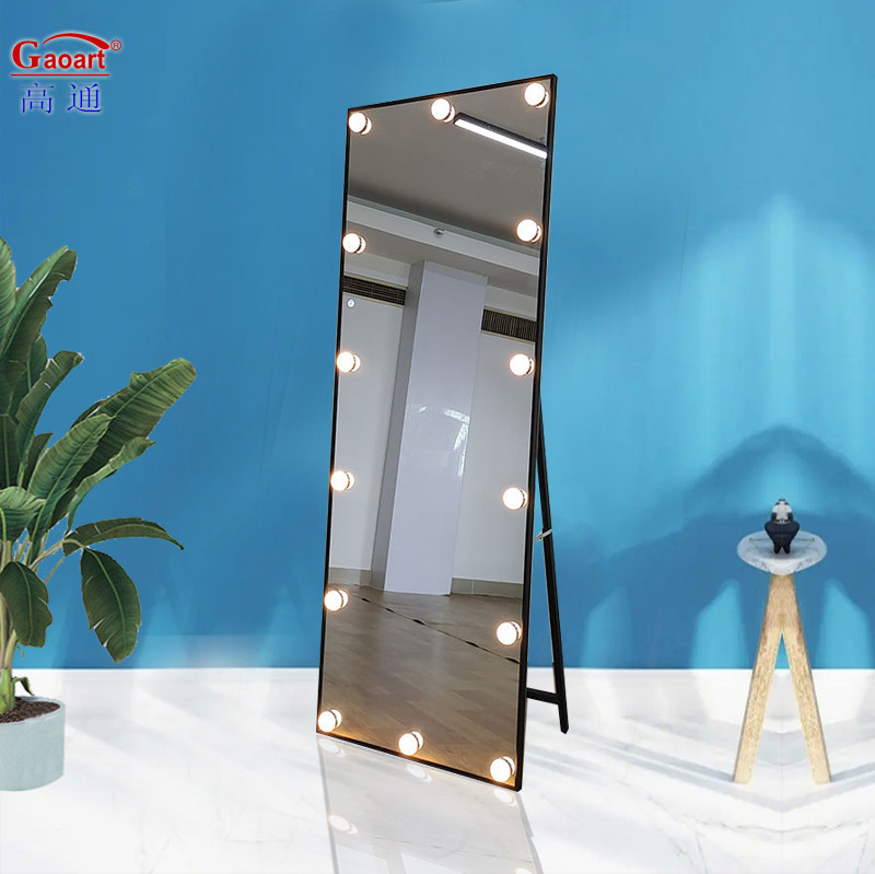 Fashion Design Style Large Hollywood Floor Vanity with Adjustable Full LED Light and Wall Mirror Extra LOGO Included