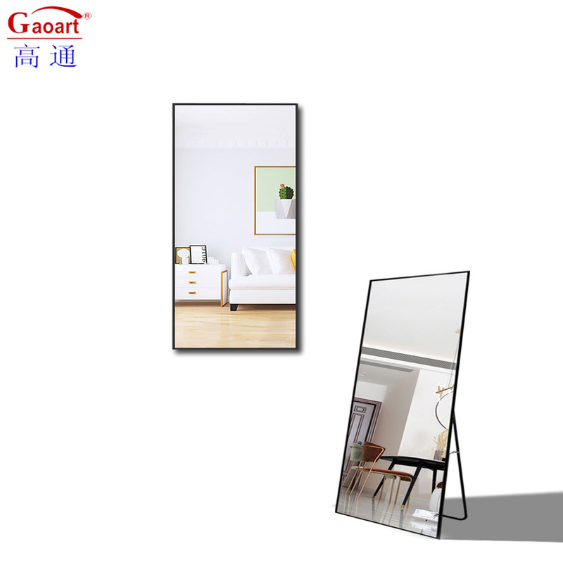 Contemporary Full Length Metal Antique Rose Gold Bedroom Decoration Mirror with Stand