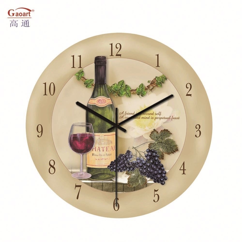 Home Wall Decoration Glass Wall Clock with Scenic Landscape Design and Oil Painting