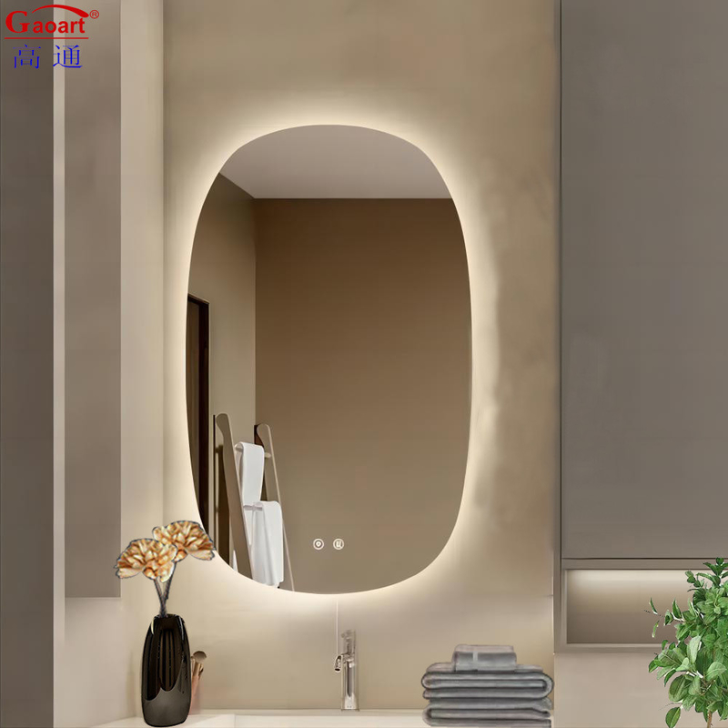 Large LED Lighted Bathroom Mirror Custom Intelligent Makeup Wall Decor with Touch Switch