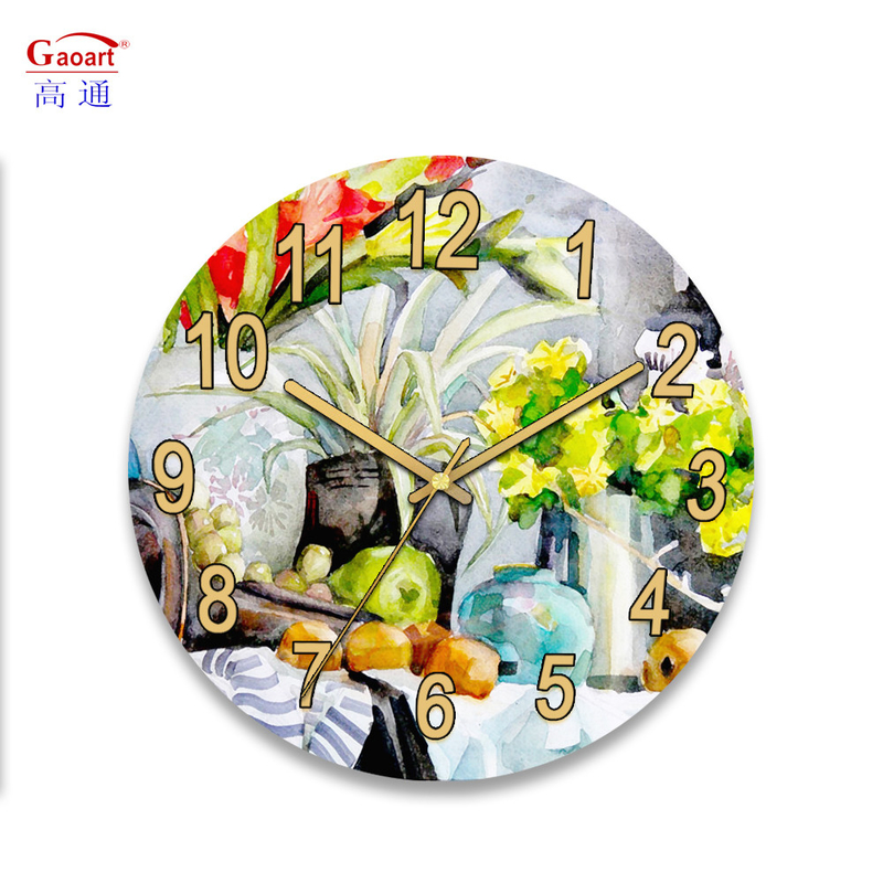 Large Kitchen Decoration Modern Glass UV Clock for Home Restraurant Decor Everyday