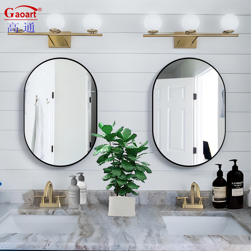 Bath Mirrors Modern Style Gold Aluminum Framed Large Wall Hanging Oval Bathroom Mirror