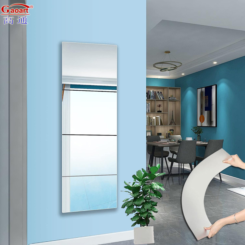 Modern Wall Mirror Unbreakable Acrylic Letter Dressing Shape Soft Silver Mirrors Sticker