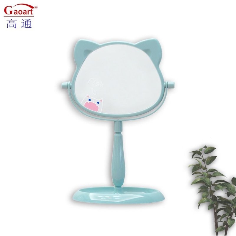 Fashionable Design Plastic and Glass Mirror Standing Desktop Makeup Mirror for Travel
