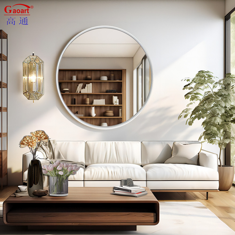 Customized Size Hotel Hair Station Aluminium Alloy Frame Glass Mirror Round Wall Decor