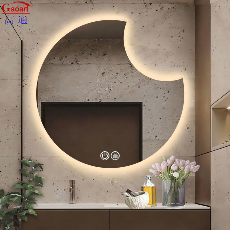 Modern Smart Bathroom with Illuminated Round LED Light and Portable Full Size Sticker