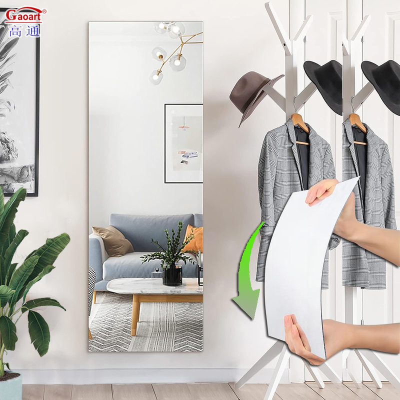 Custom Flexible Bathroom Furniture Decor Wall Sticker Plastic Adhesive Acrylic Mirror Sheet