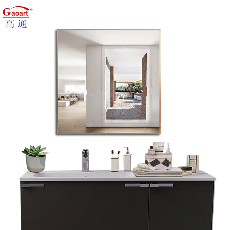 Large Gold Modern Aluminium Standing Floor Hairdresser Decor With Customized Size Mirror