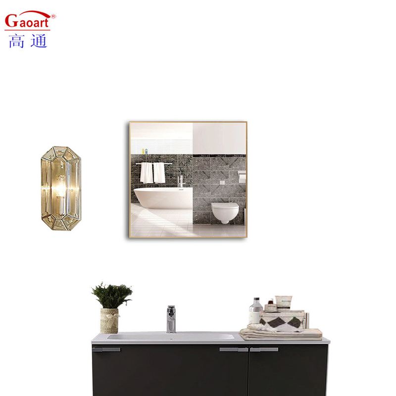 Large Gold Aluminum Metal Standing Floor Mirror with Customized Size Black Wall Base