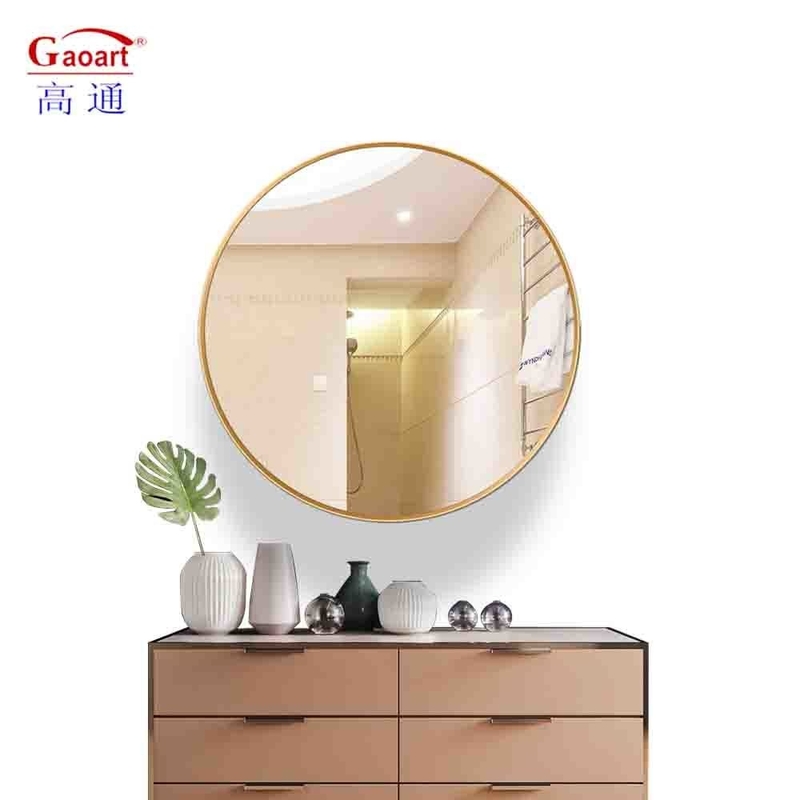 Unbreakable Gold Aluminium Bathroom Wall Mirror for Decorative in Iron and White Color