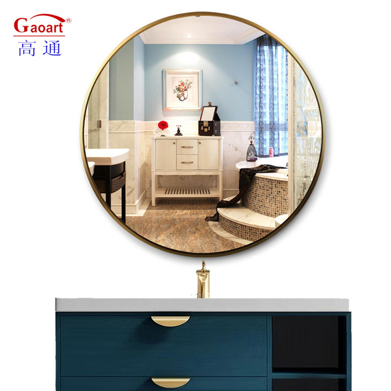 Unbreakable Art Deco Design Aluminium White Gold Bathroom Decor With Frame Mirror Wall